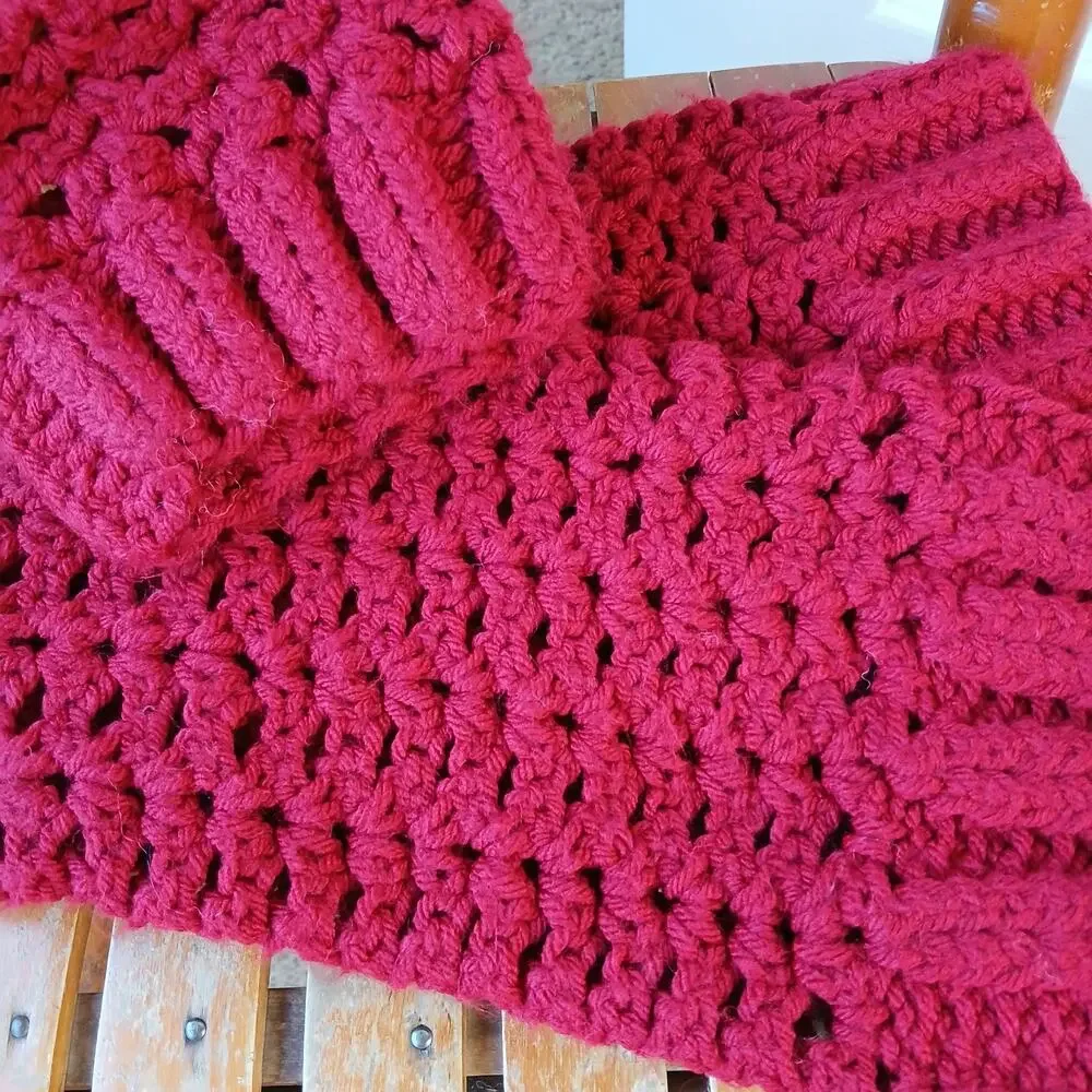 Cherry Red Leg Warmers OSFM crochet warm thick chunky over th knee dance premade